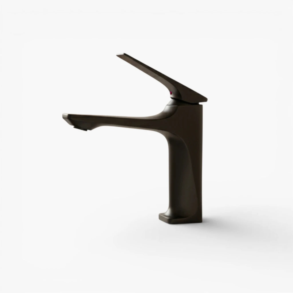 Robinet lavabo salle de bain design épuré - Noir - Laiton