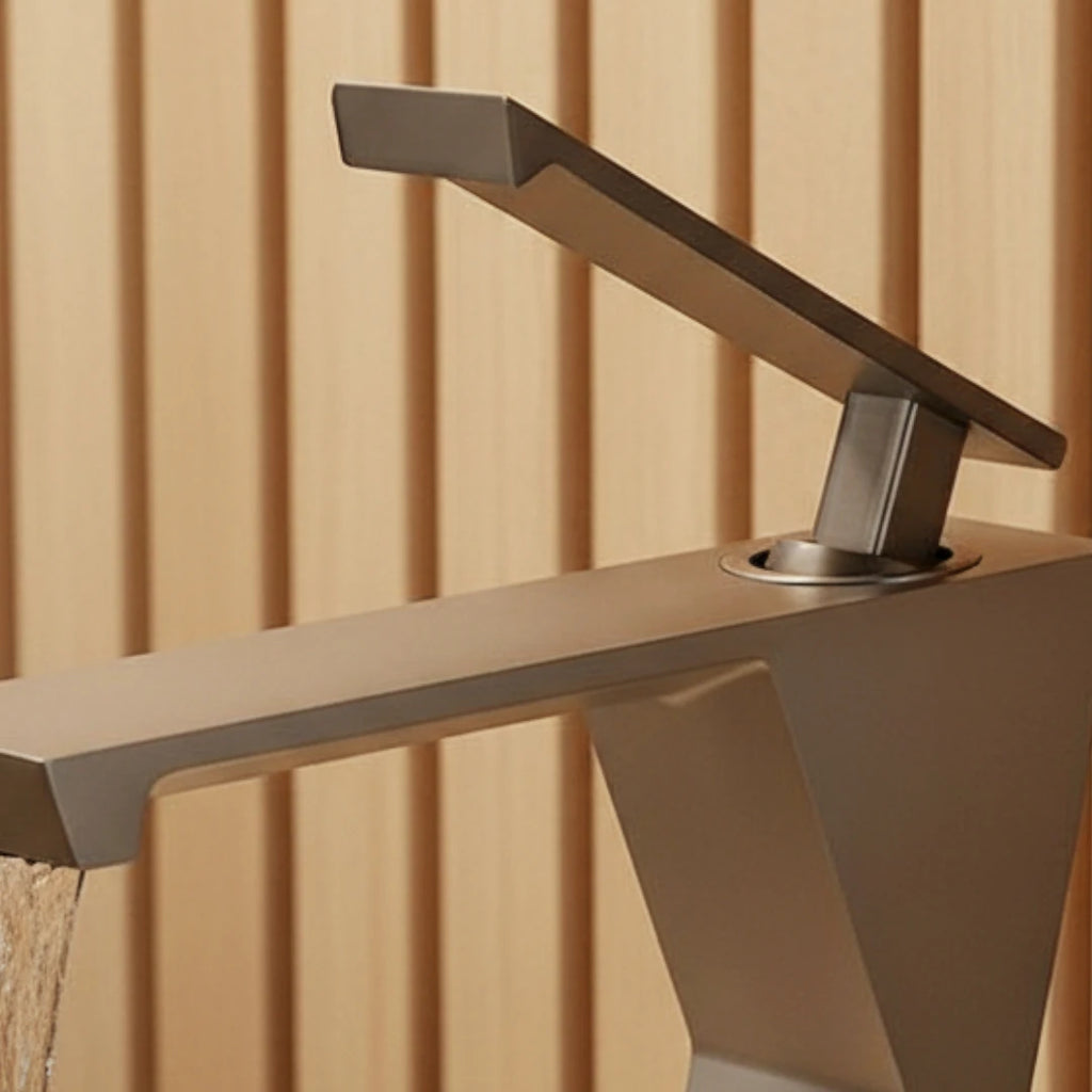 Robinet lavabo salle de bain design géométrique mitigeur - Argenté - Laiton