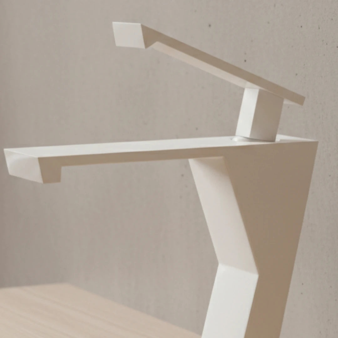 Robinet lavabo salle de bain design géométrique mitigeur - Blanc - Laiton