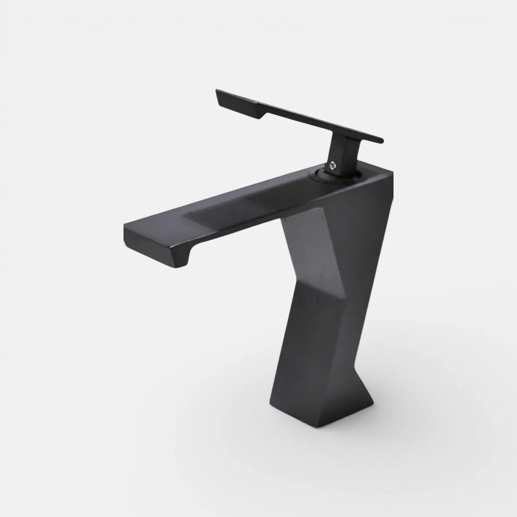 Robinet lavabo salle de bain design géométrique mitigeur - Noir - Laiton