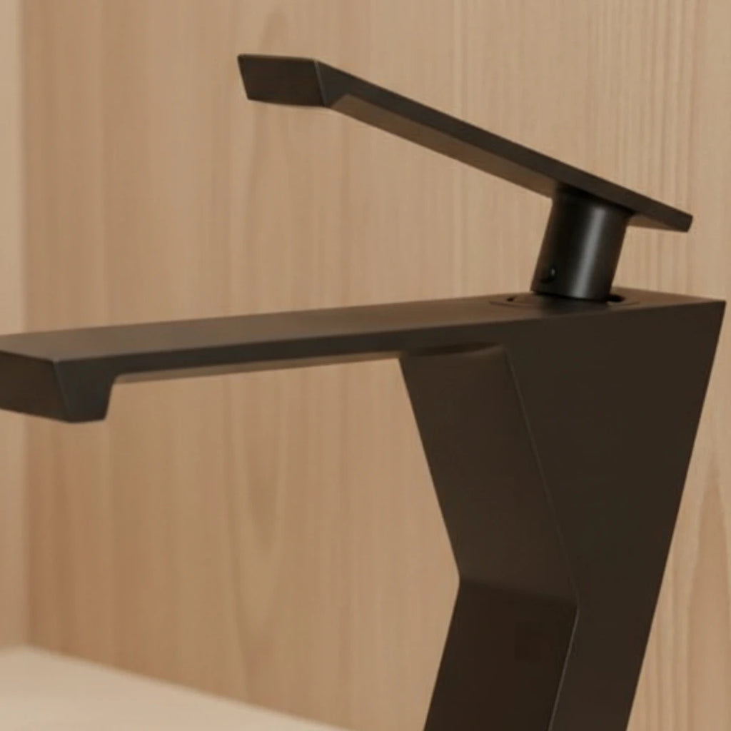 Robinet lavabo salle de bain design géométrique mitigeur - Noir - Laiton