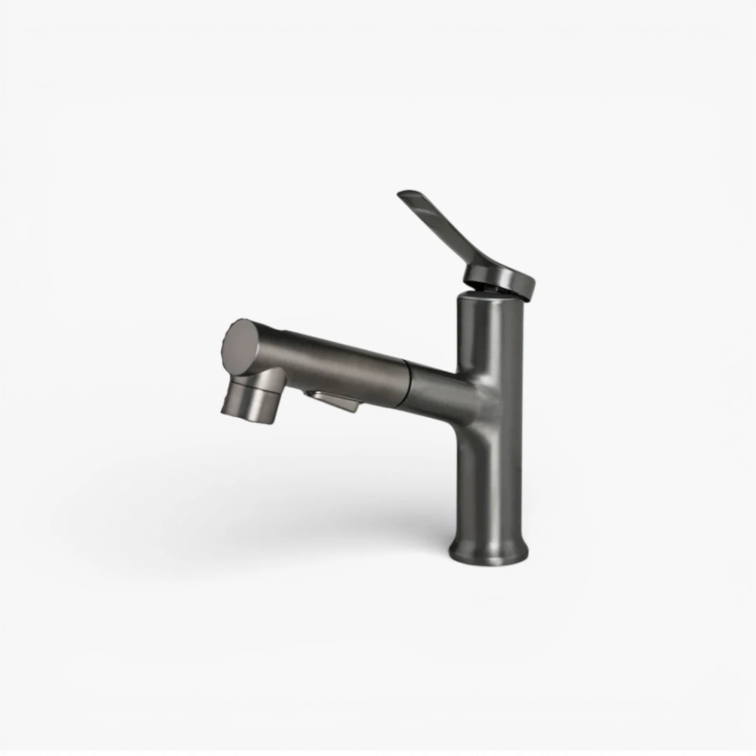 Robinet lavabo salle de bain deux jets - Argenté - Laiton