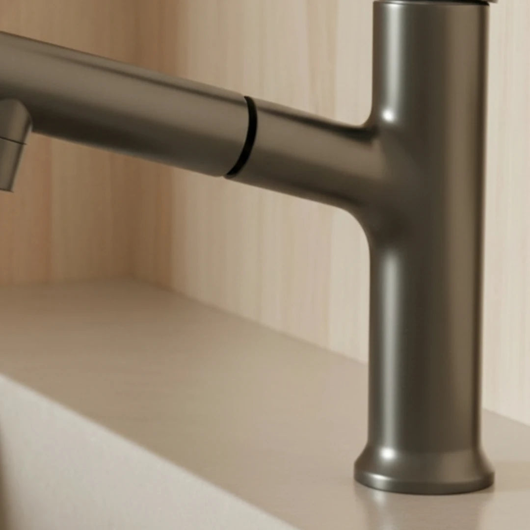 Robinet lavabo salle de bain deux jets - Argenté - Laiton