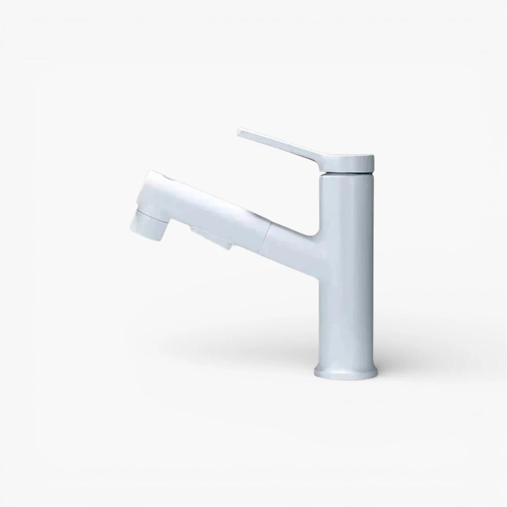 Robinet lavabo salle de bain deux jets - Blanc - Laiton