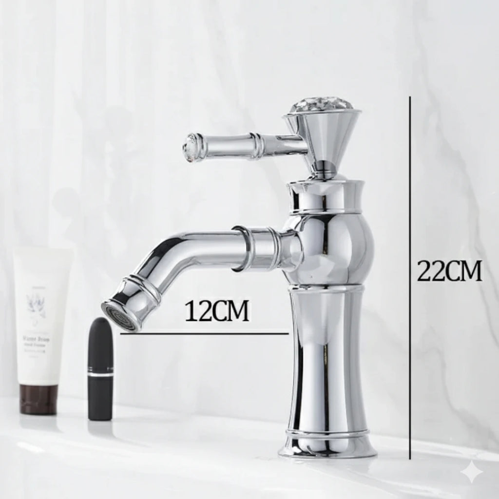 Robinet lavabo salle de bain diamant - Argenté - Laiton