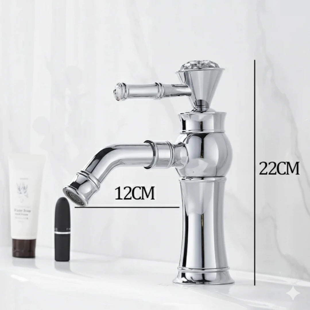 Robinet lavabo salle de bain diamant - Argenté - Laiton
