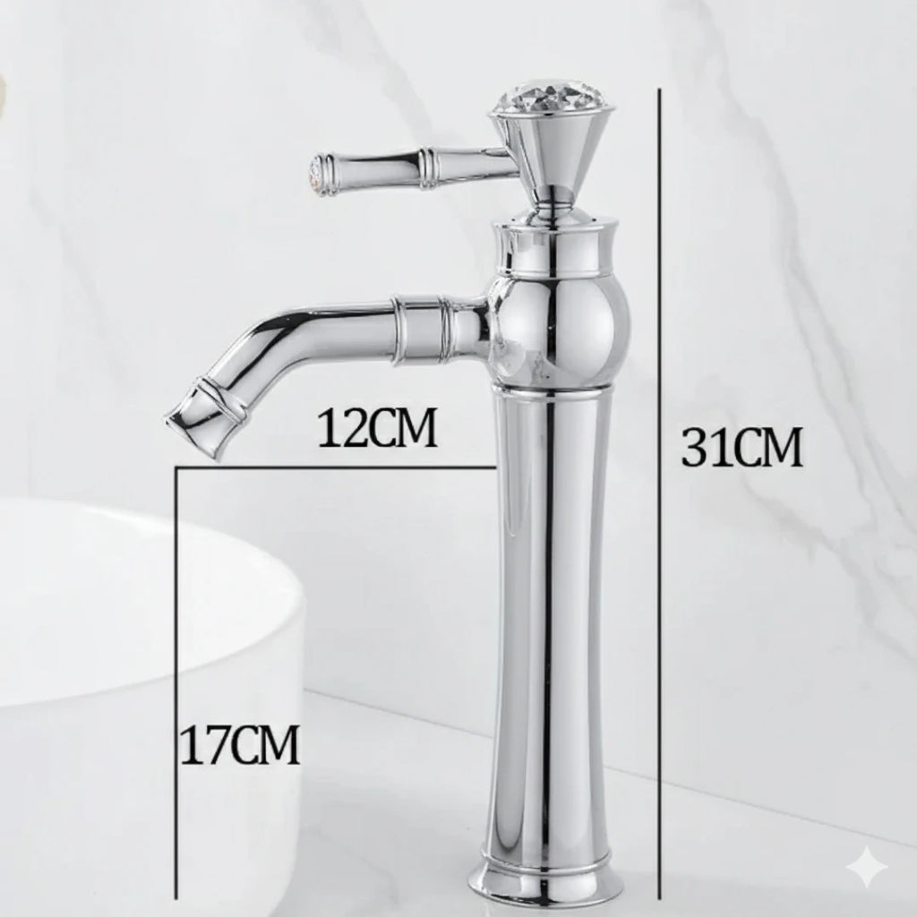 Robinet lavabo salle de bain diamant - Argenté - Laiton