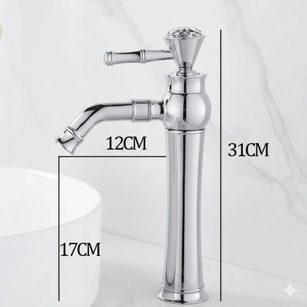 Robinet lavabo salle de bain diamant - Argenté - Laiton