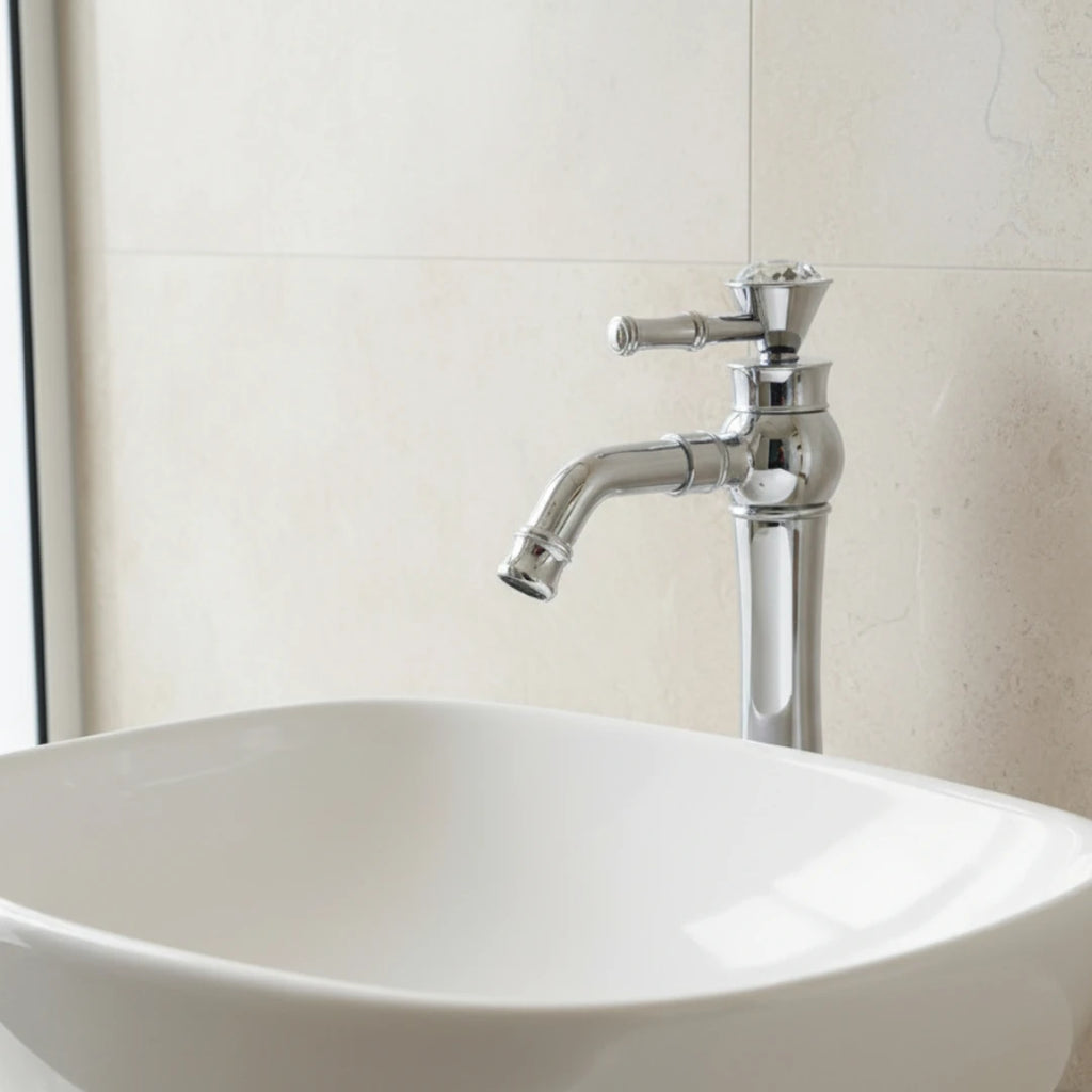 Robinet lavabo salle de bain diamant - Argenté - Laiton