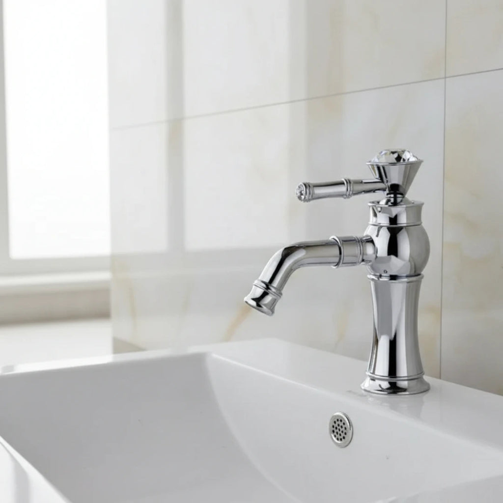 Robinet lavabo salle de bain diamant - Argenté - Laiton
