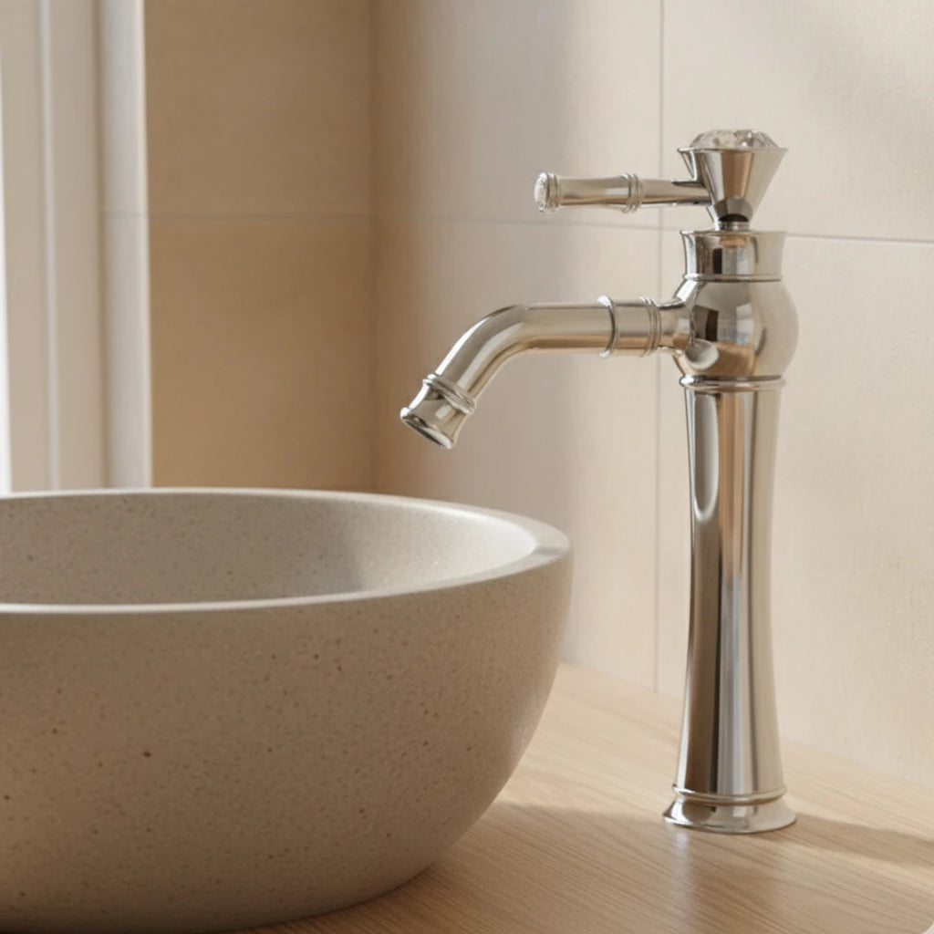 Robinet lavabo salle de bain diamant - Argenté - Laiton