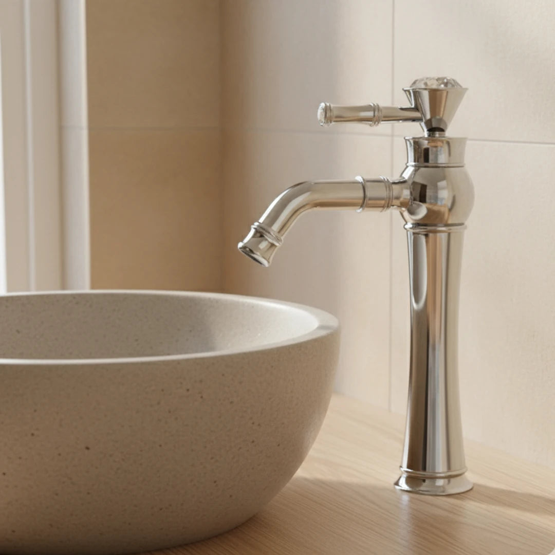 Robinet lavabo salle de bain diamant - Argenté - Laiton
