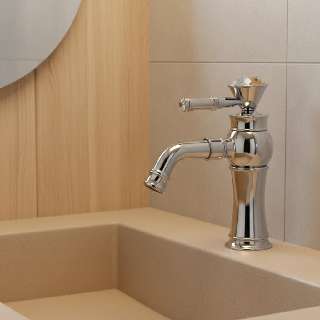 Robinet lavabo salle de bain diamant - Argenté - Laiton