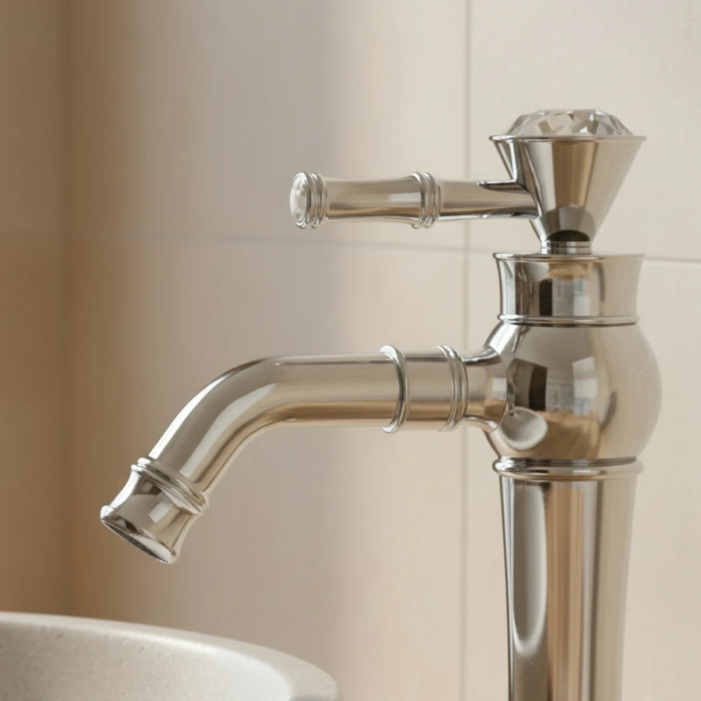 Robinet lavabo salle de bain diamant - Argenté - Laiton