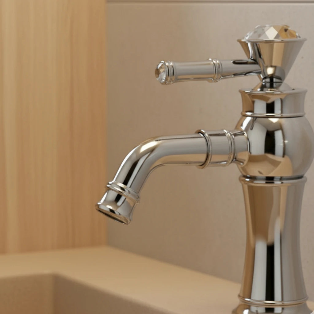 Robinet lavabo salle de bain diamant - Argenté - Laiton