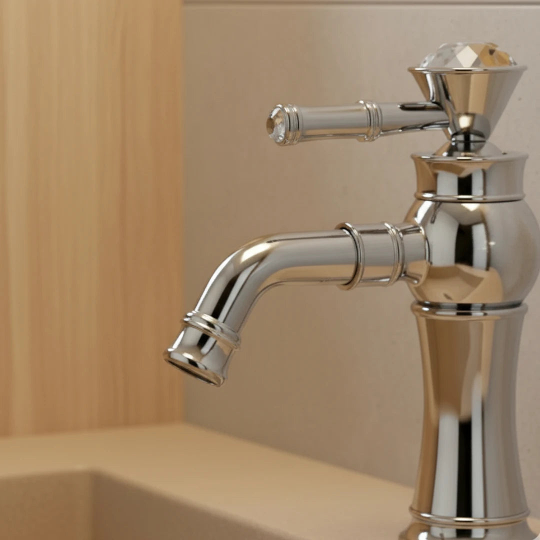 Robinet lavabo salle de bain diamant - Argenté - Laiton