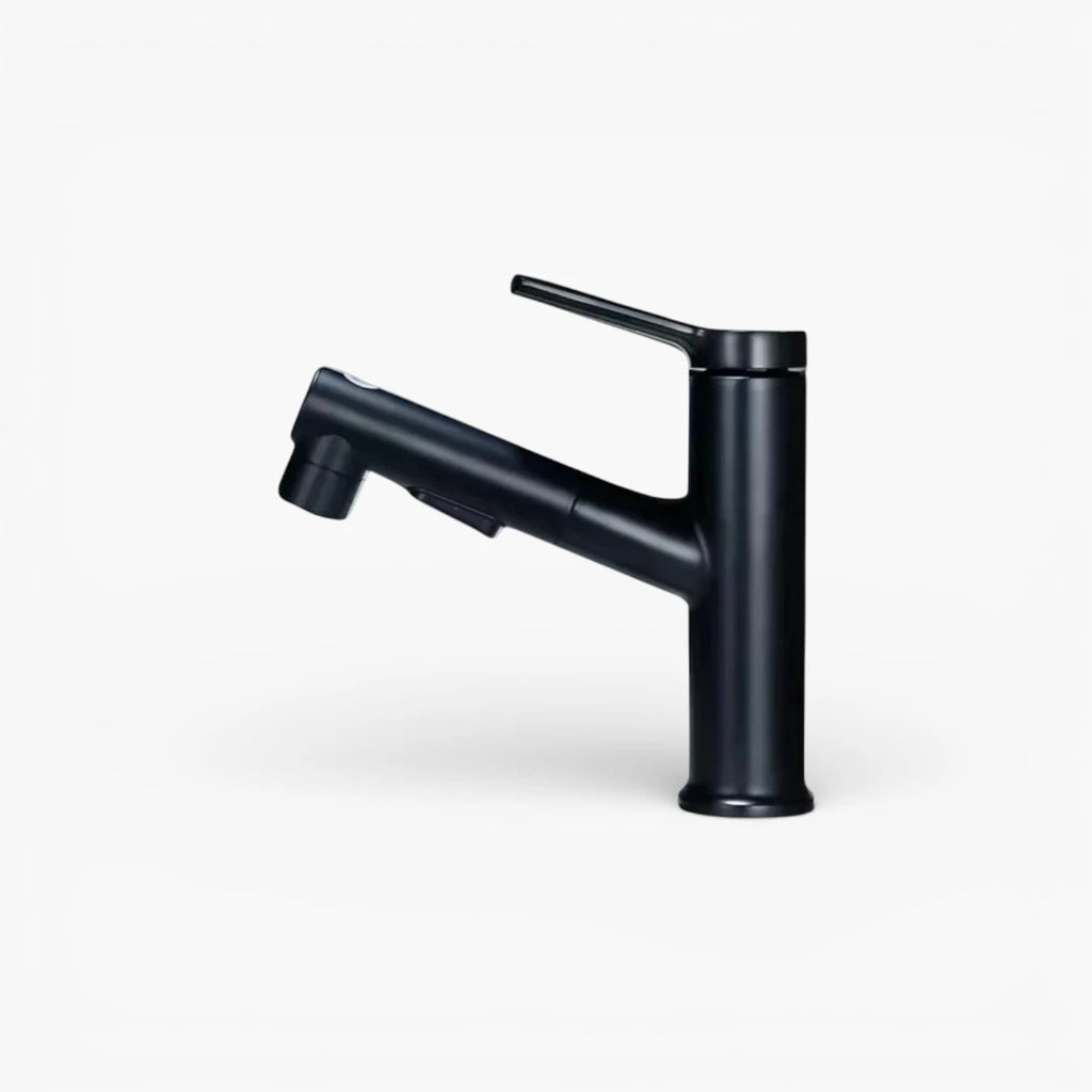 Robinet lavabo salle de bain deux jets - Noir - Laiton