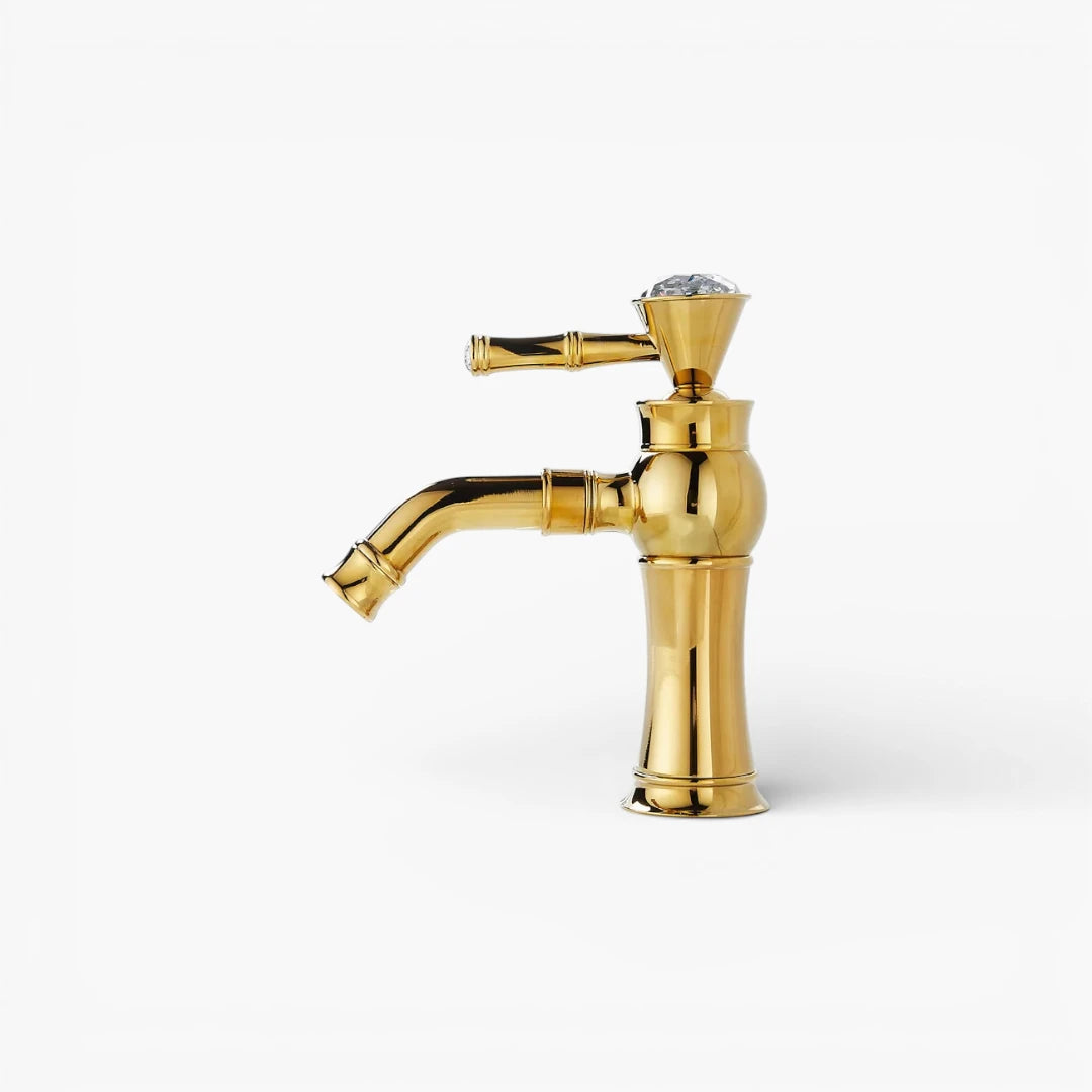 Robinet lavabo salle de bain diamant - Doré - Laiton
