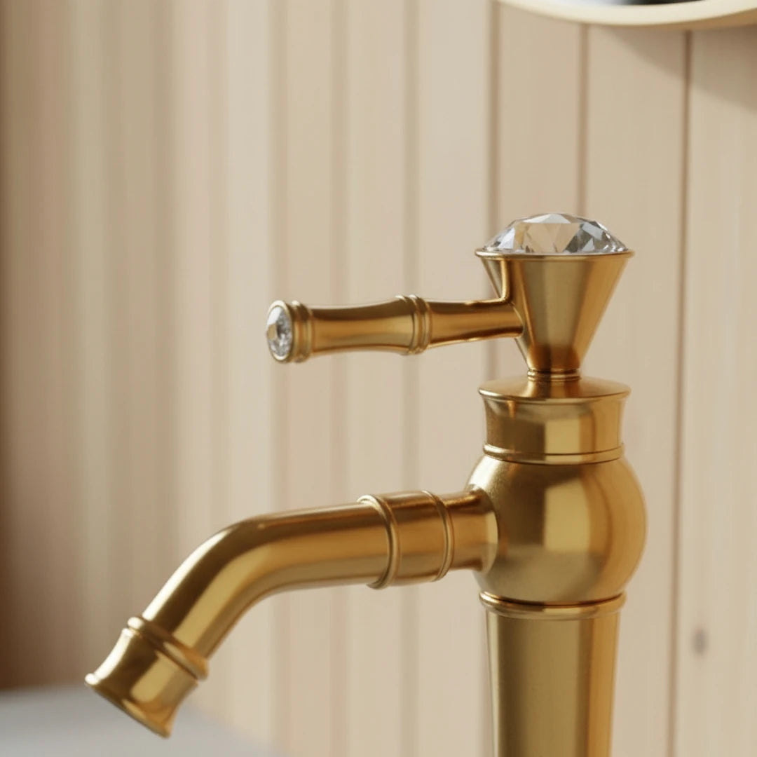 Robinet lavabo salle de bain diamant - Doré - Laiton