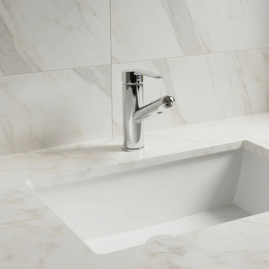 Robinet lavabo salle de bain flexible - Argenté
