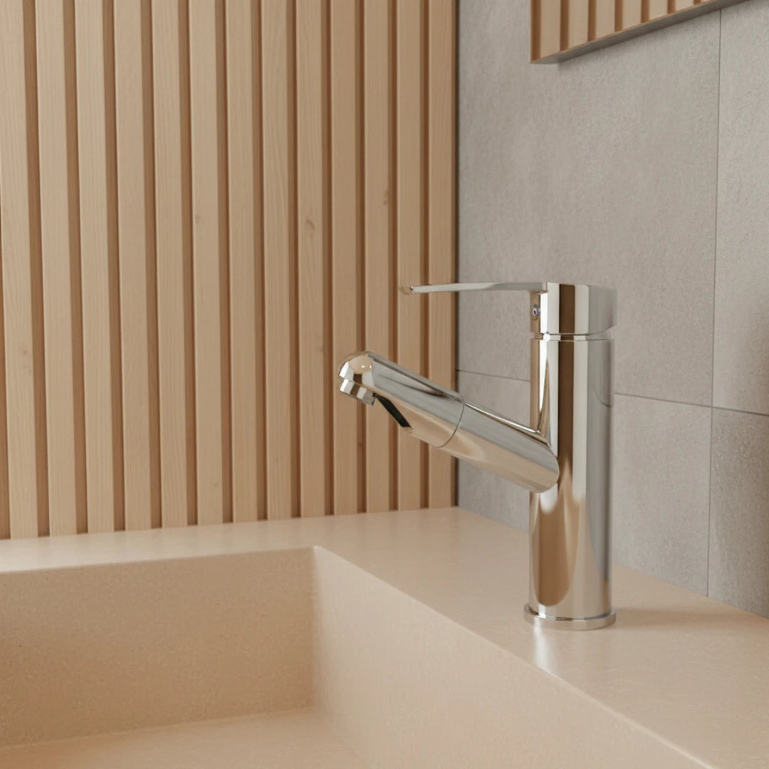 Robinet lavabo salle de bain flexible - Argenté