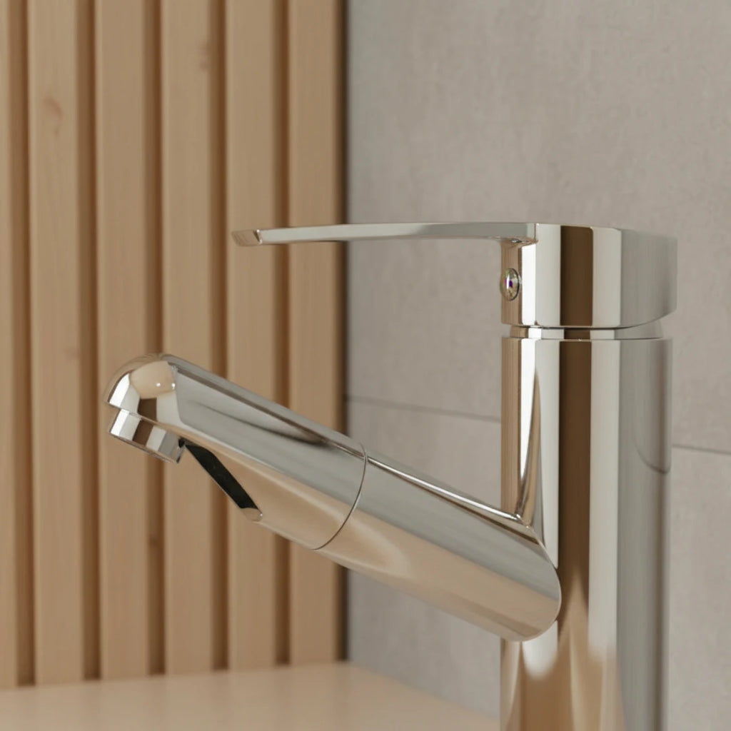 Robinet lavabo salle de bain flexible - Argenté