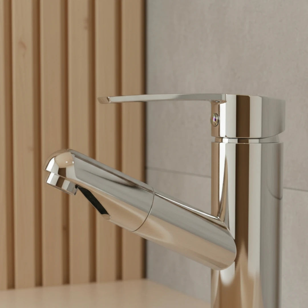 Robinet lavabo salle de bain flexible - Argenté