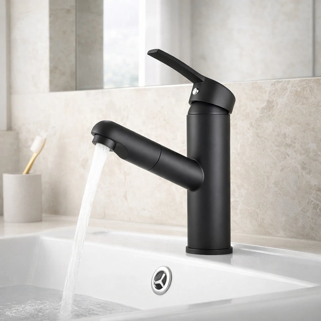 Robinet lavabo salle de bain flexible - Noir mat