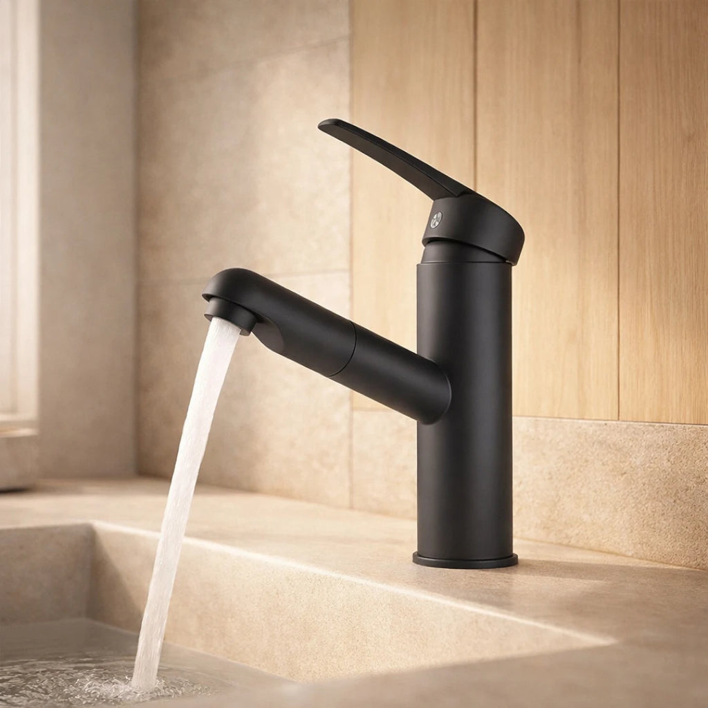 Robinet lavabo salle de bain flexible - Noir mat