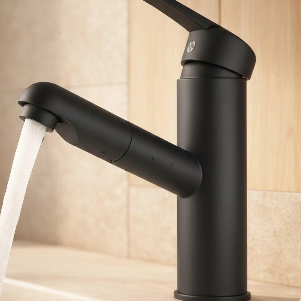 Robinet lavabo salle de bain flexible - Noir mat