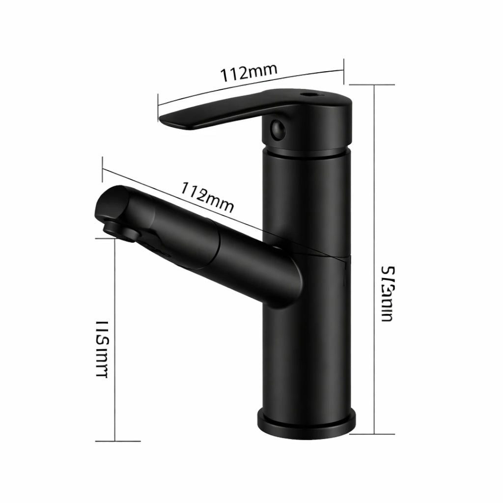 Robinet lavabo salle de bain flexible - Noir mat