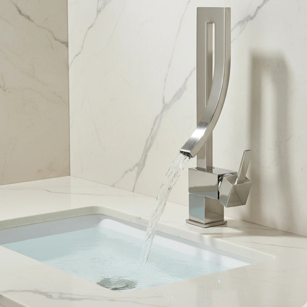 Robinet lavabo salle de bain haut design - Argenté - Laiton