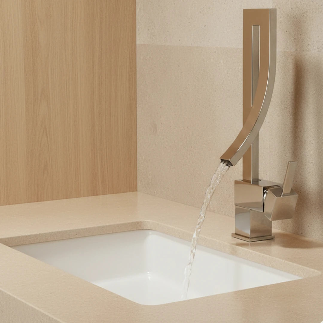 Robinet lavabo salle de bain haut design - Argenté - Laiton