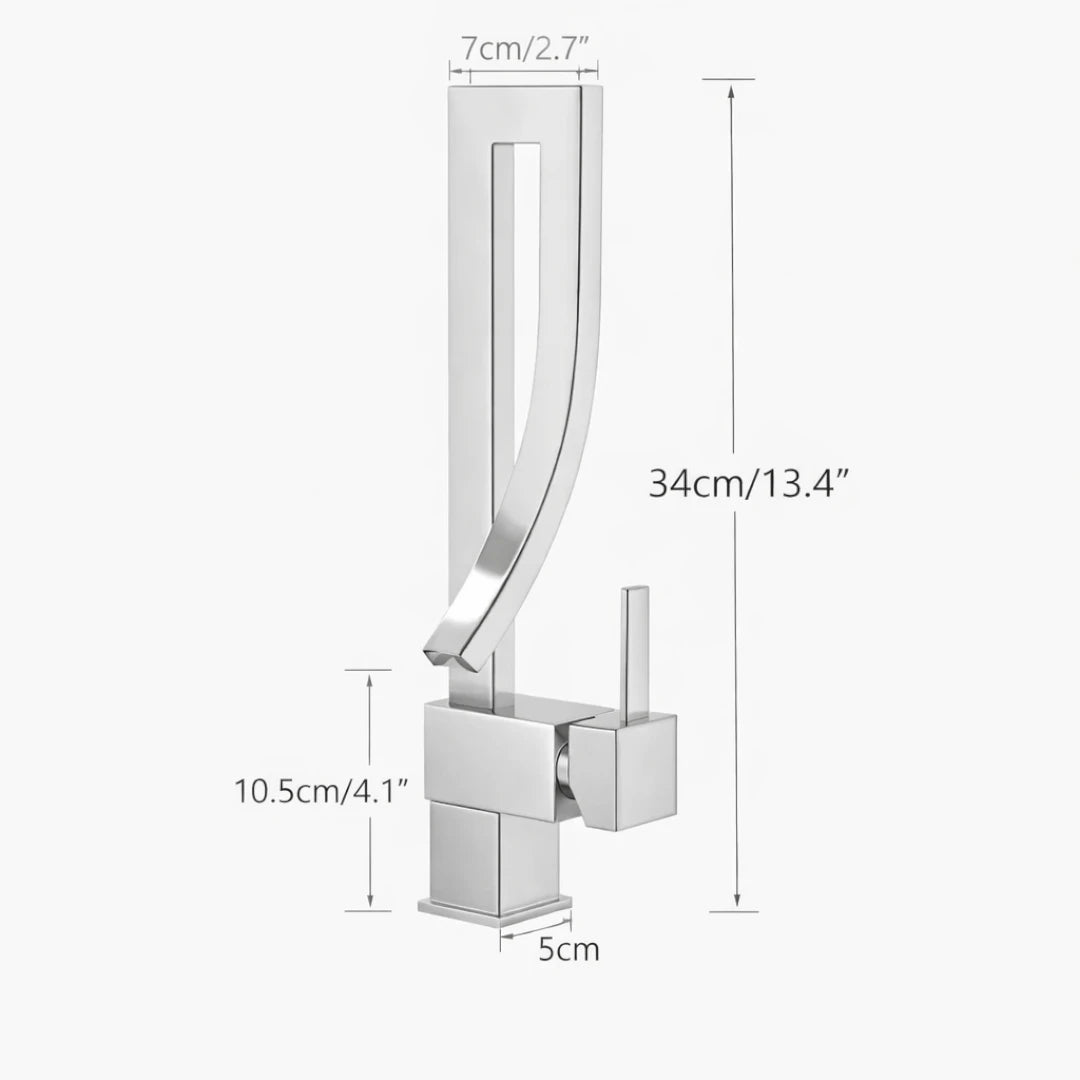 Robinet lavabo salle de bain haut design - Argenté - Laiton
