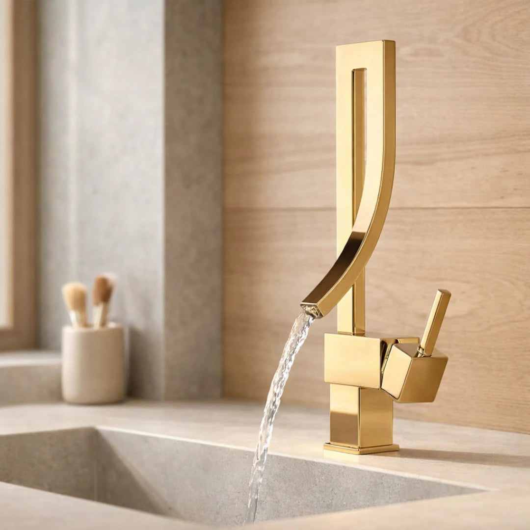 Robinet lavabo salle de bain haut design - Doré - Laiton