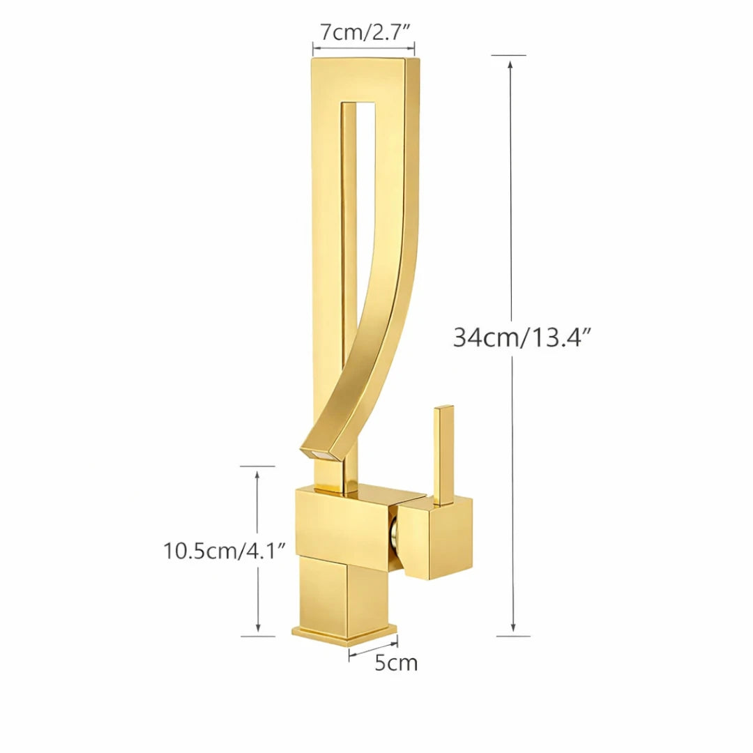 Robinet lavabo salle de bain haut design - Doré - Laiton