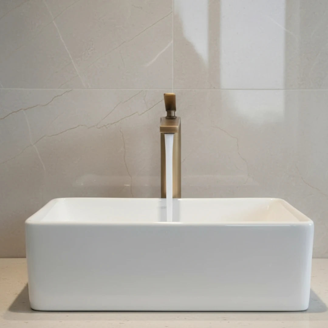 Robinet lavabo salle de bain haut minimaliste - Doré - Laiton