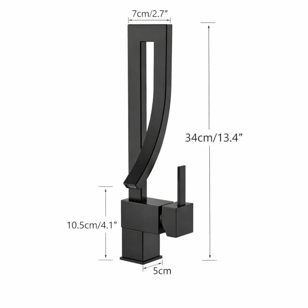 Robinet lavabo salle de bain haut design - Noir - Laiton