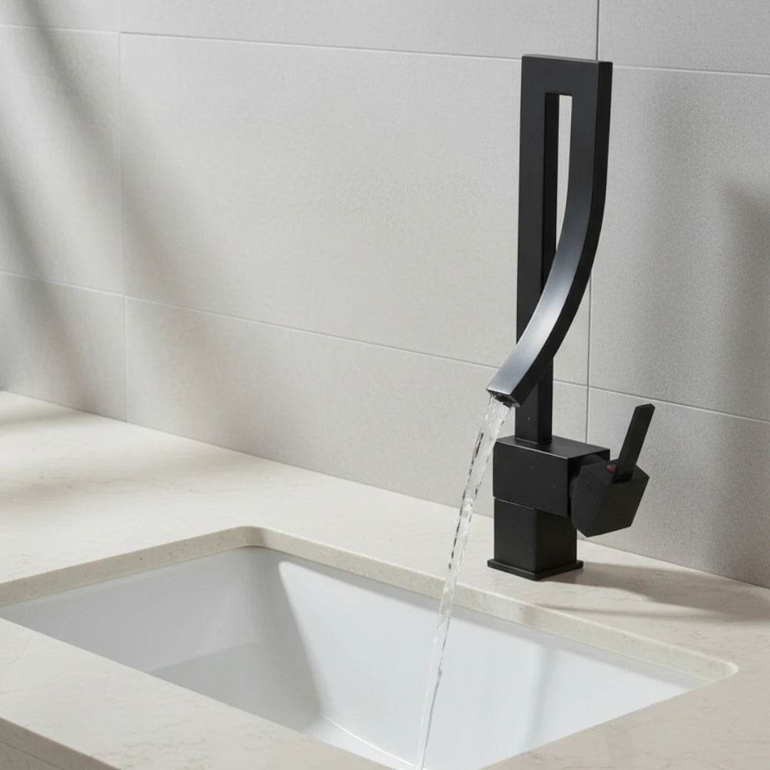 Robinet lavabo salle de bain haut design - Noir - Laiton