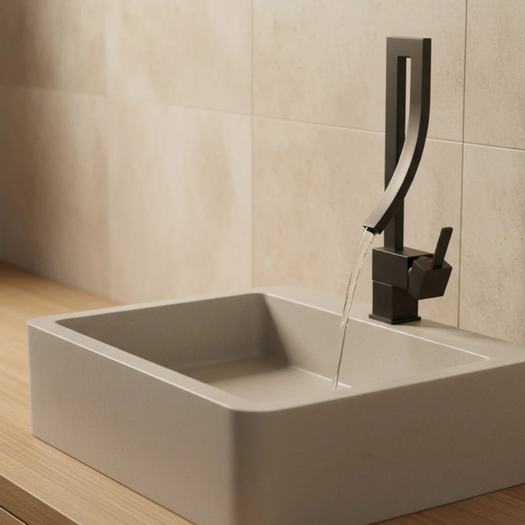 Robinet lavabo salle de bain haut design - Noir - Laiton