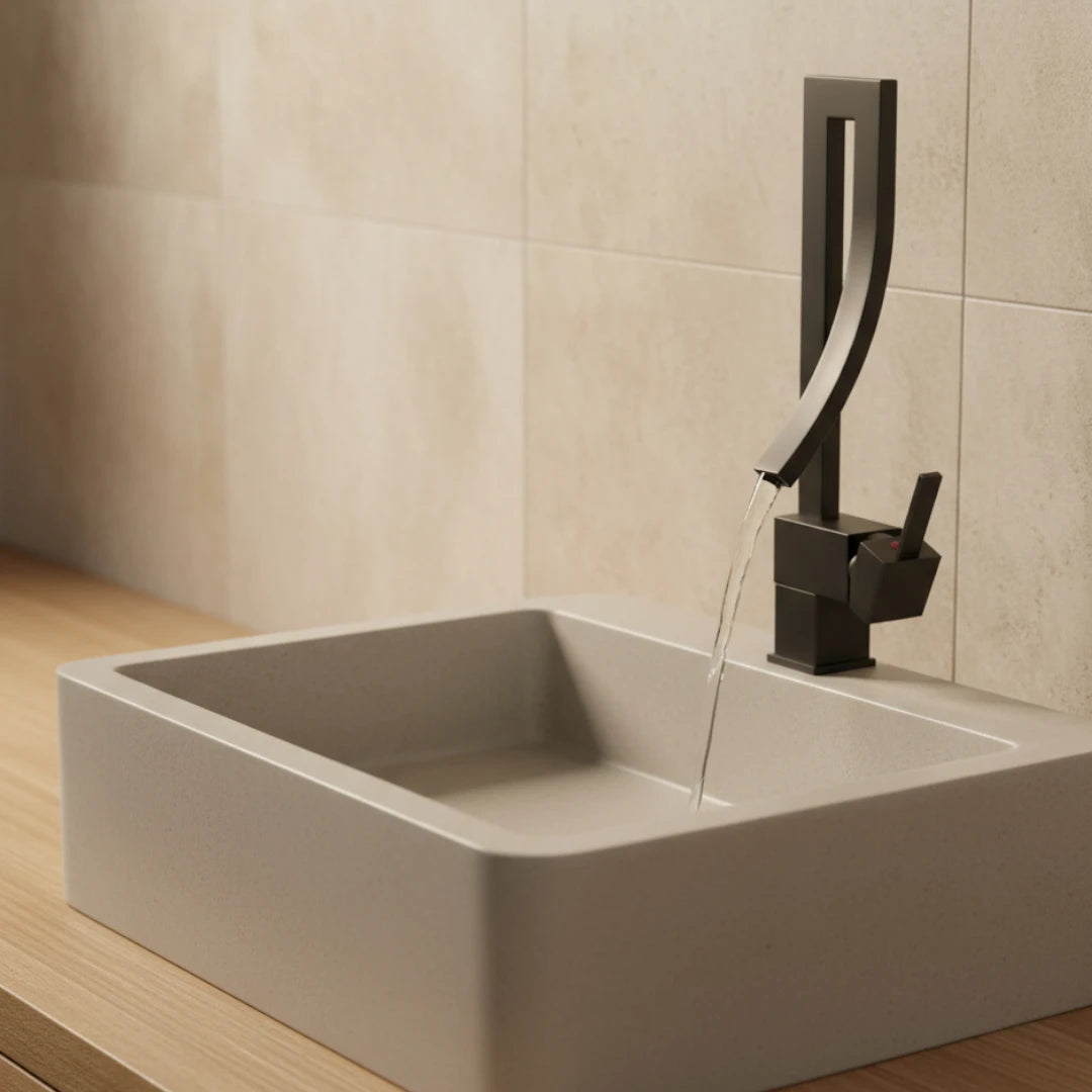 Robinet lavabo salle de bain haut design - Noir - Laiton