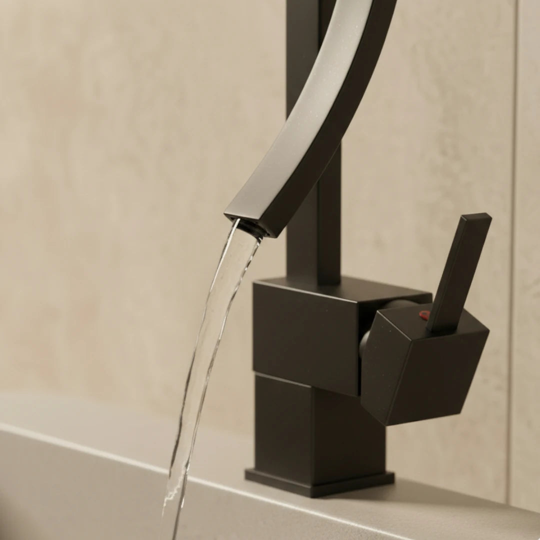 Robinet lavabo salle de bain haut design - Noir - Laiton