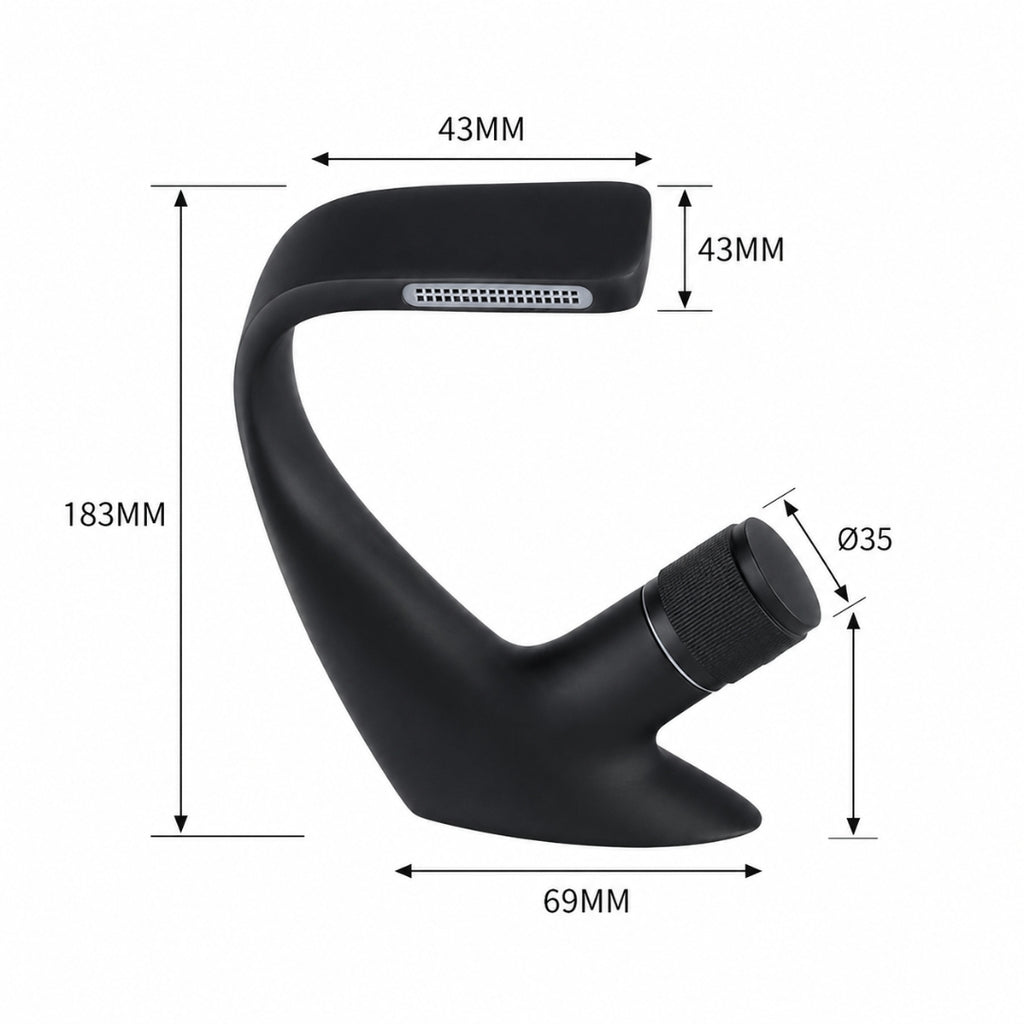 Robinet lavabo salle de bain incurvé mitigeur molette - Noir - Laiton