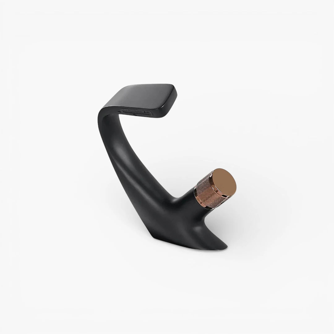 Robinet lavabo salle de bain incurvé mitigeur molette - Noir - Laiton