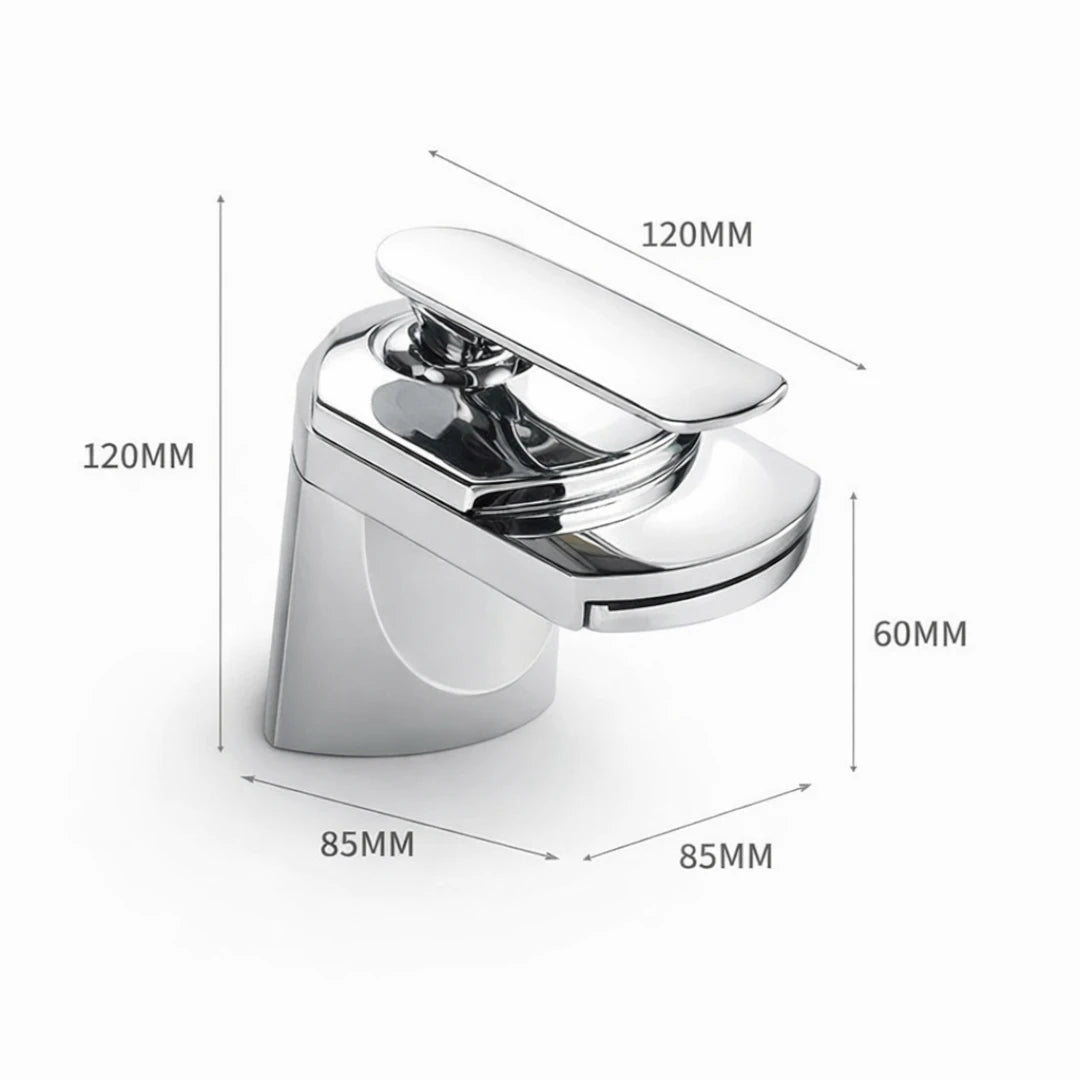 Robinet lavabo salle de bain large design cascade - Argenté