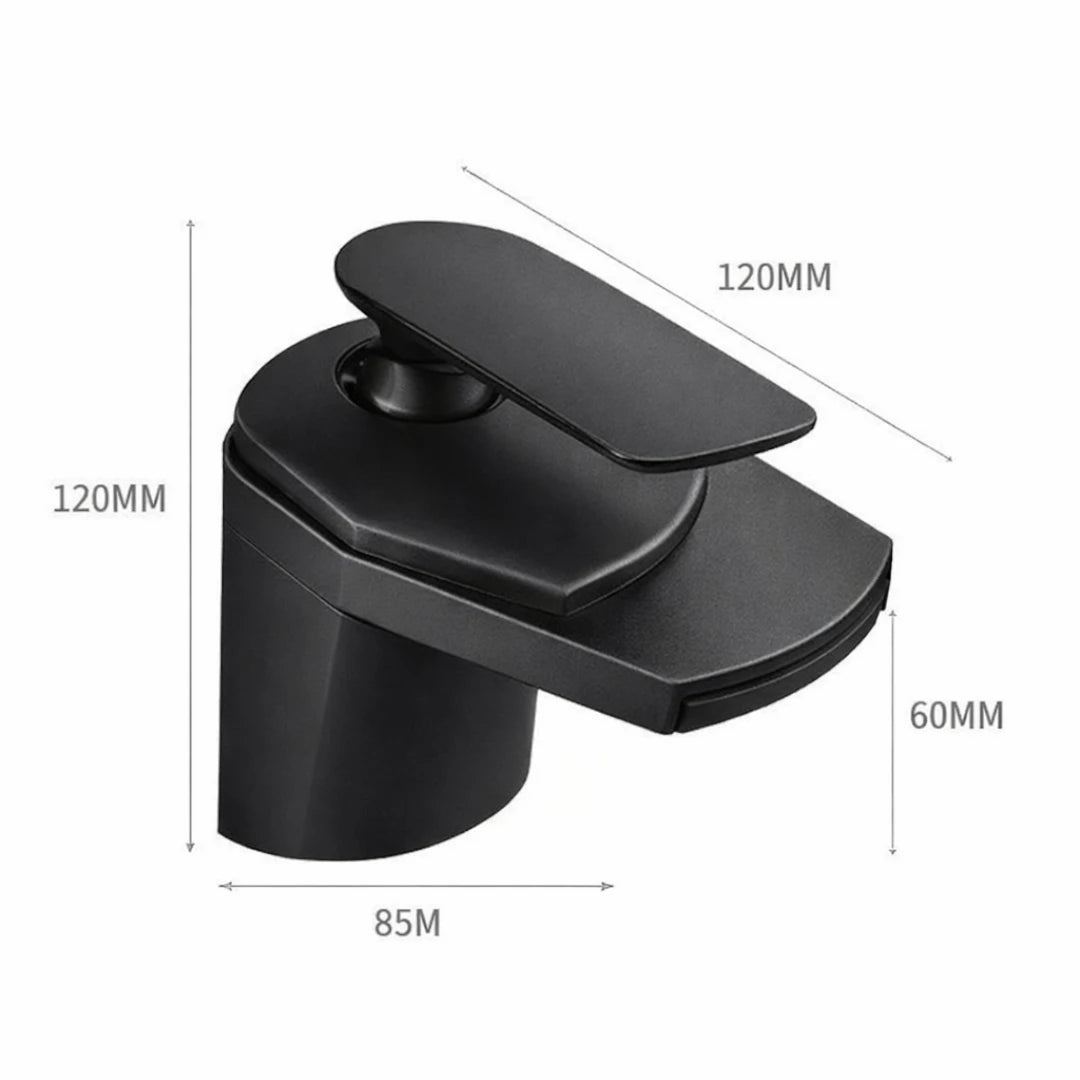 Robinet lavabo salle de bain large design cascade - Noir