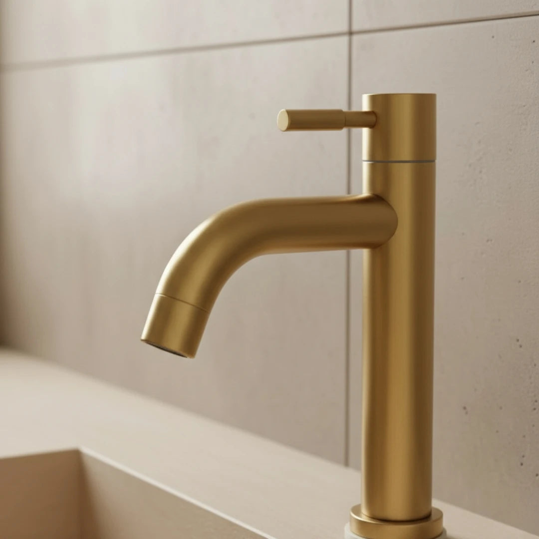 Robinet lavabo salle de bain minimaliste - Doré brossé