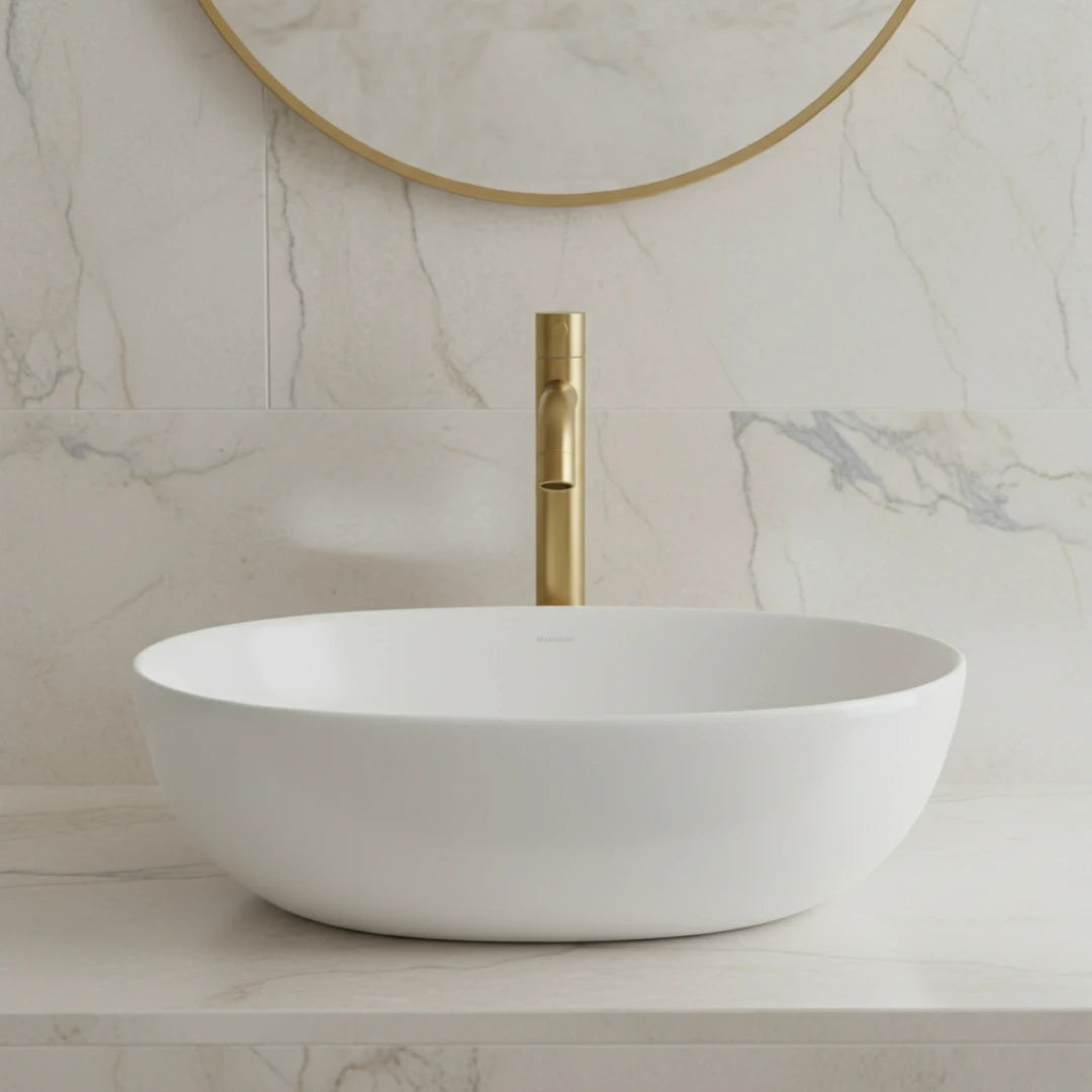 Robinet lavabo salle de bain minimaliste - Doré brossé