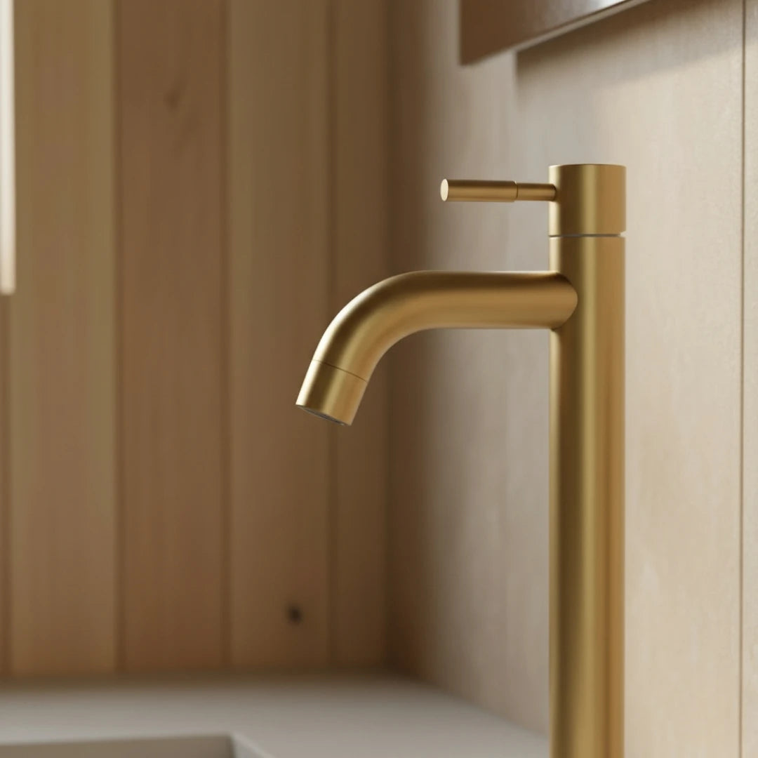 Robinet lavabo salle de bain minimaliste - Doré brossé