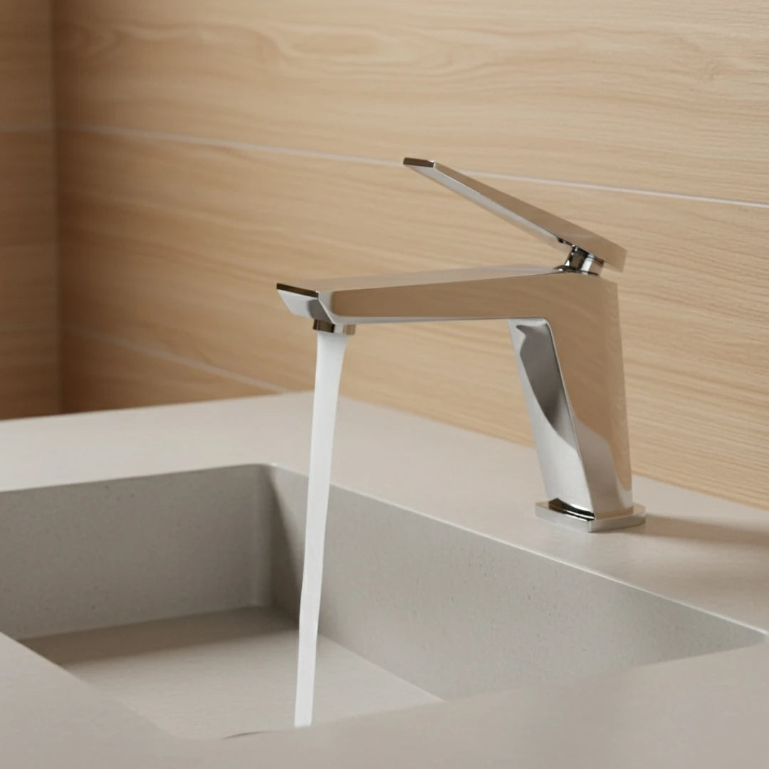 Robinet lavabo salle de bain minimaliste mitigeur - Argenté - Laiton